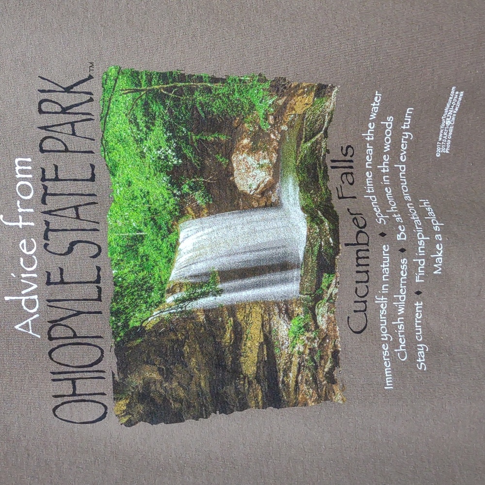 Gildan Advice From Nature - Ohiopyle State Park Cotton Brown SS Graphic Tee NWT - Picture 3 of 15